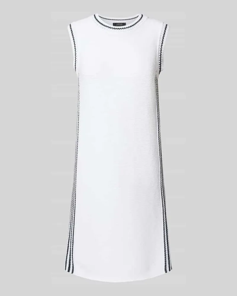 Marc Cain Strickkleid mit Rundhalsausschnitt und Kontraststreifen Weiss