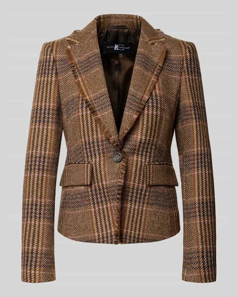 Luisa Cerano Slim Fit Blazer aus Schurwolle mit Pattentaschen Cognac