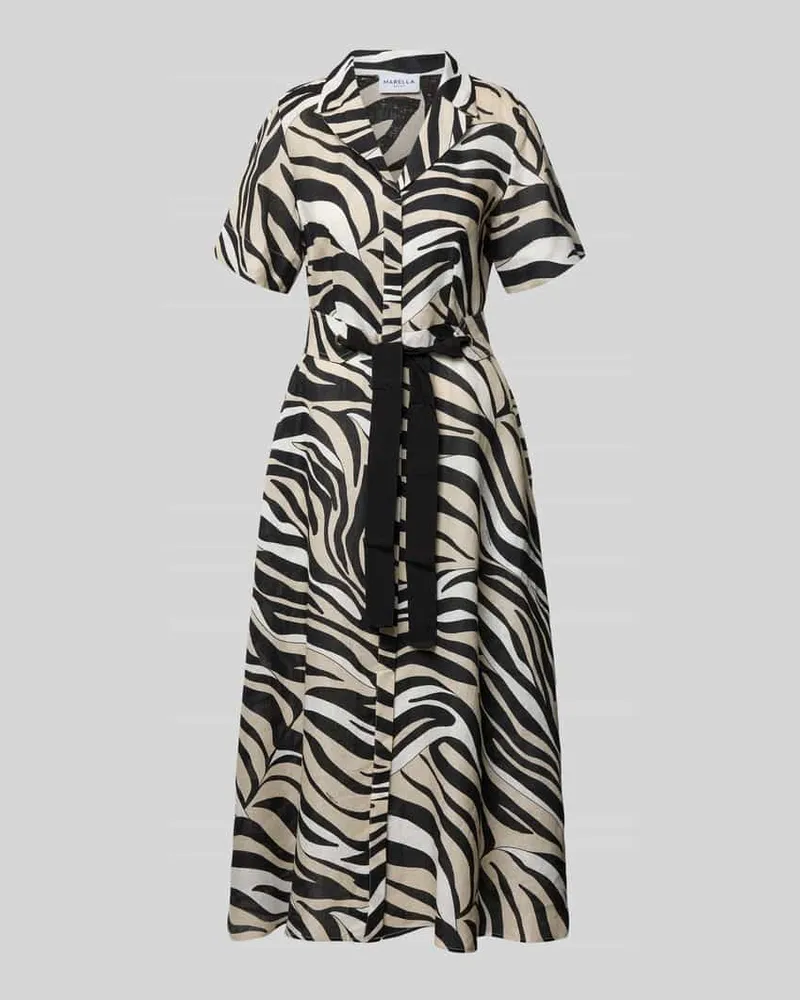 MARELLA Kleid aus reinem Leinen mit Reverskragen Modell 'SPACCHE Black