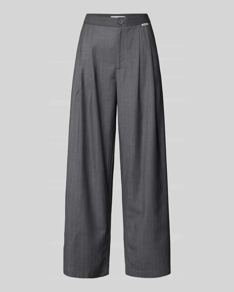 OH APRIL Stoffhose mit Label-Detail Modell 'Leana Mittelgrau