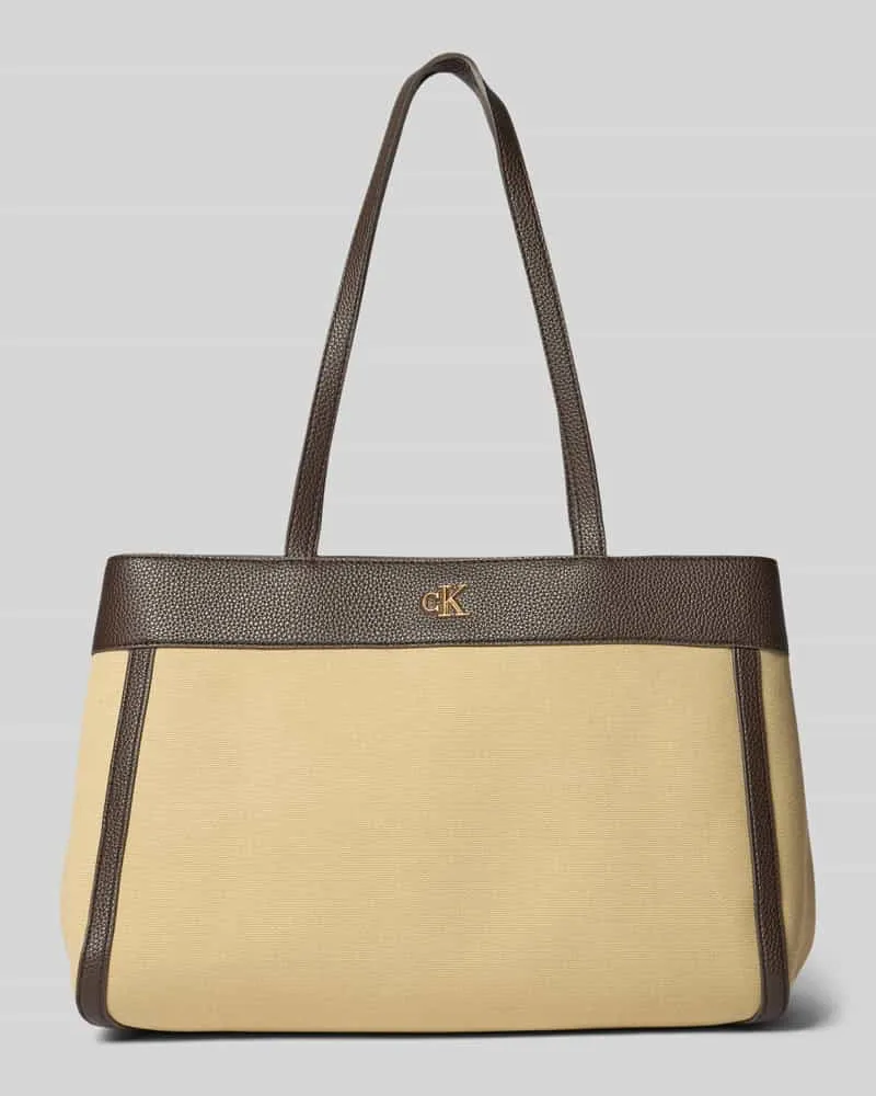 Calvin Klein Shopper aus Baumwoll-Canvas Beige