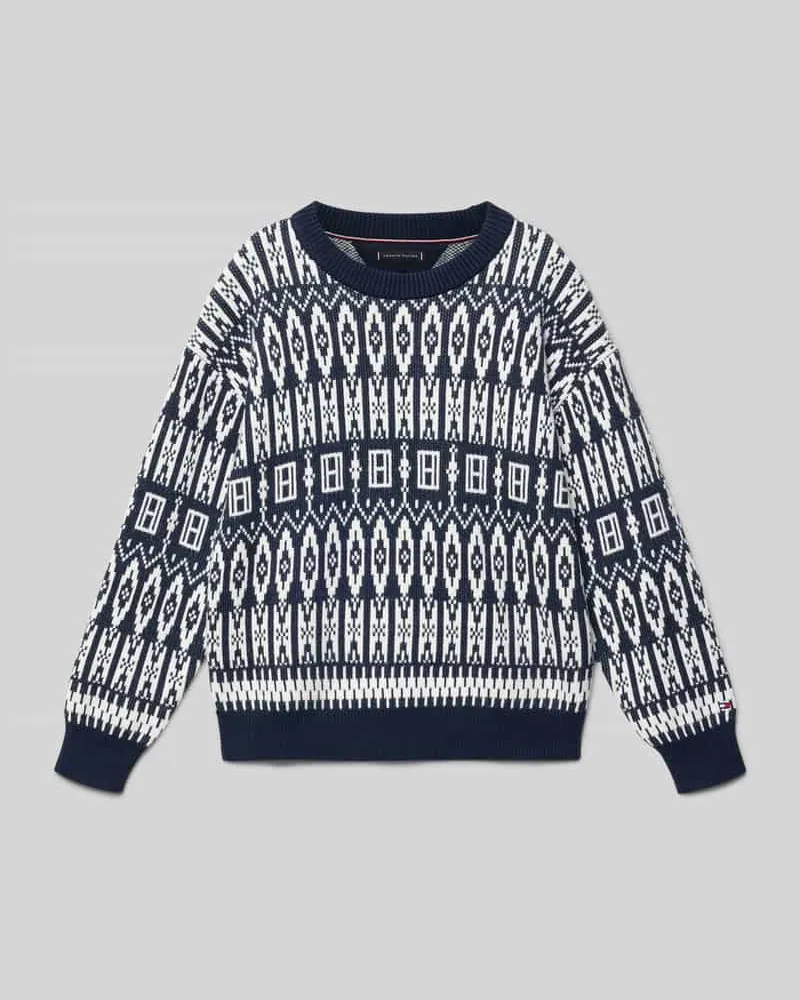 Tommy Hilfiger Regular Fit Strickpullover aus Baumwoll-Mix Modell 'FAIRISLE Graphit