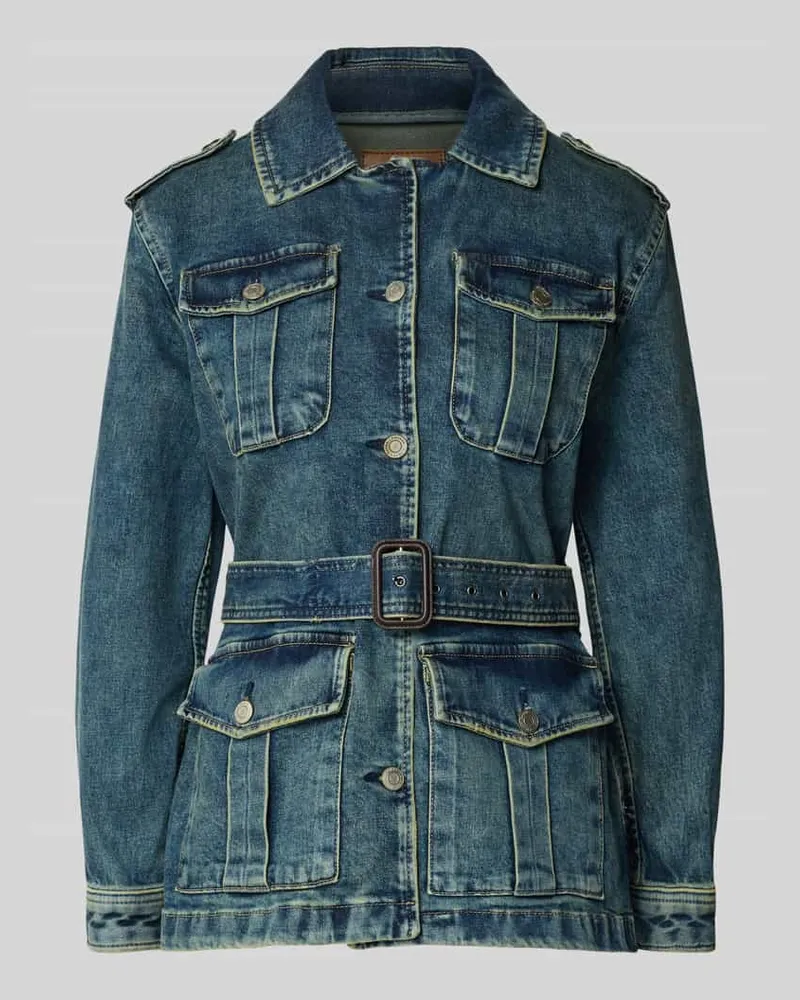 Ralph Lauren Jeansjacke aus Baumwoll-Mix mit Umlegekragen Modell 'Kufrell Jeansblau