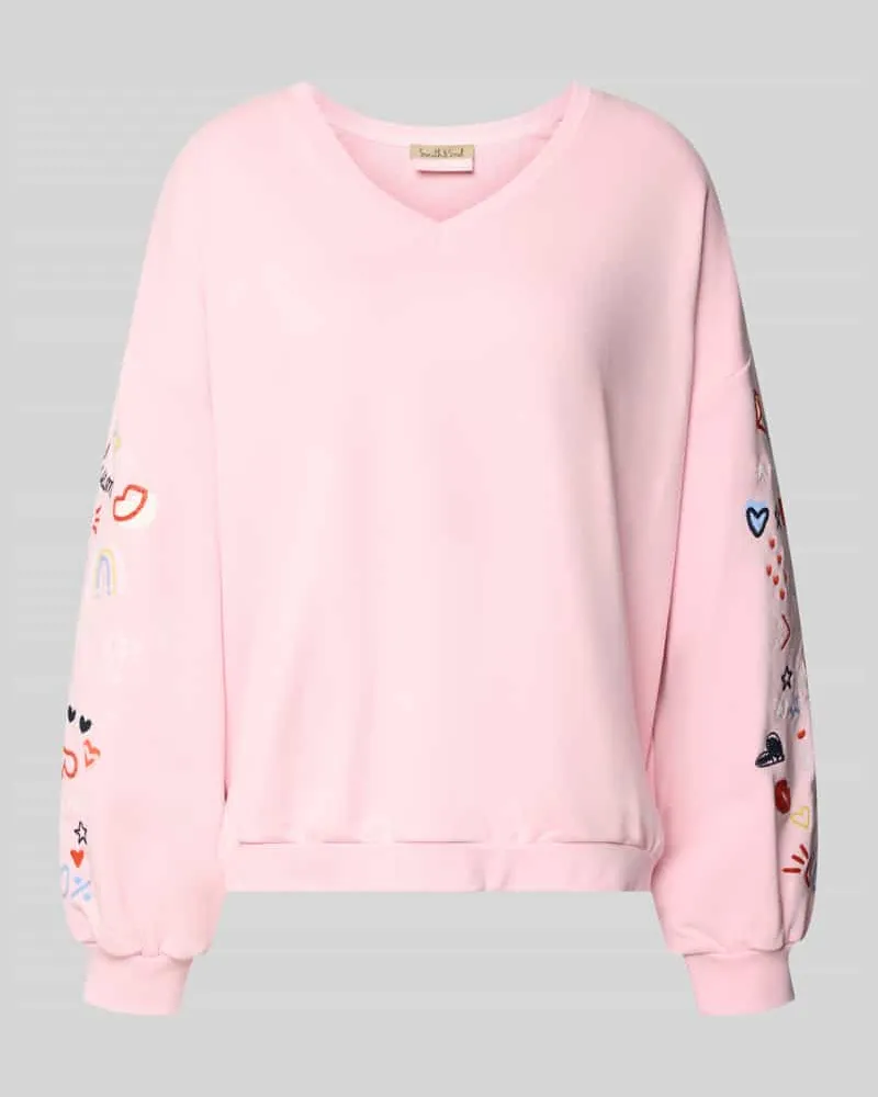 Smith & Soul Oversized Fit Sweatshirt mit V-Ausschnitt Hellrosa