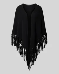 Max Mara Poncho aus Schurwolle mit Fransen Modell 'TORNADO Black