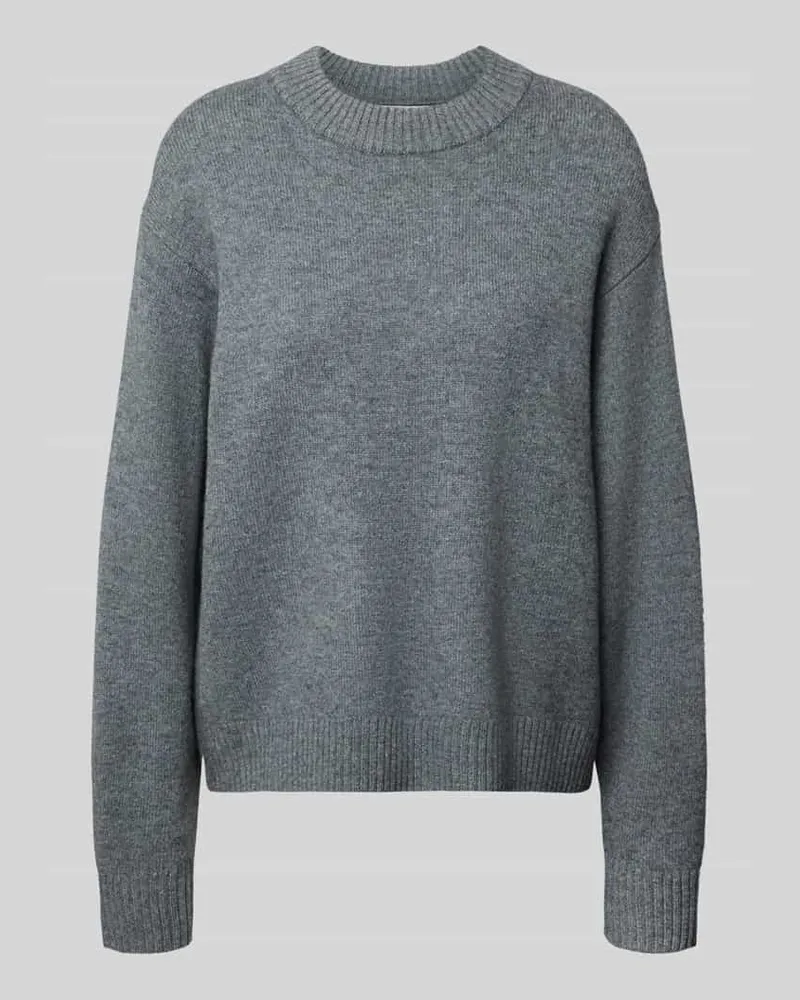 JAKE*S Loose Fit Strickpullover aus Wolle Dunkelgrau