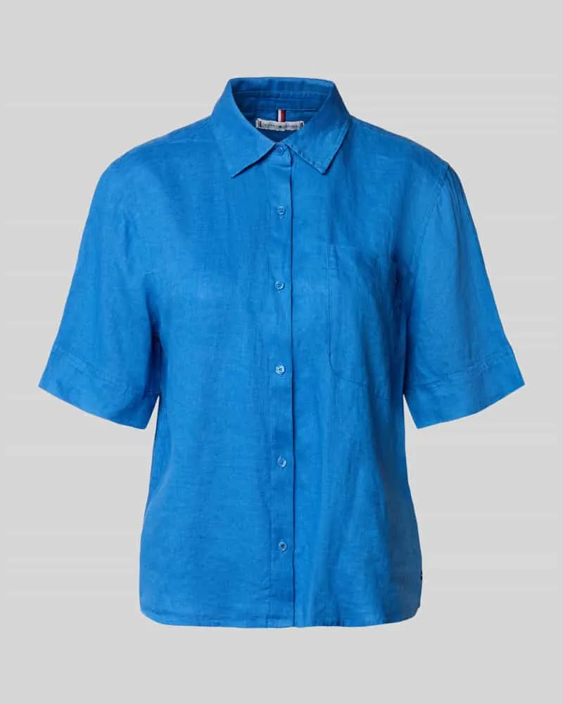 Tommy Hilfiger Loose Fit Leinenbluse mit Brusttasche Royal