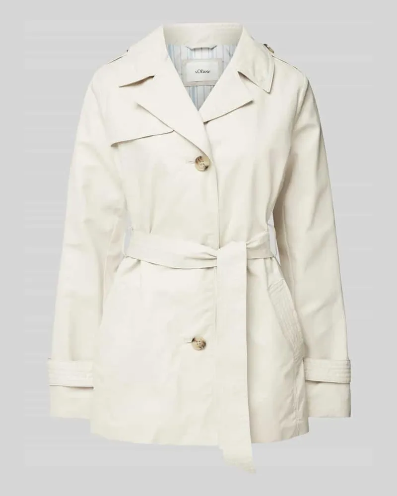 S.Oliver Kurzer Trenchcoat mit Bindegürtel Offwhite