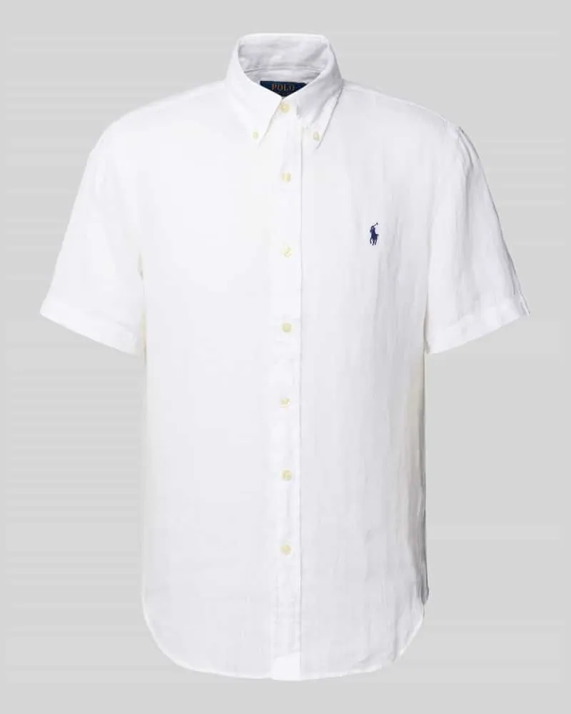 Ralph Lauren Custom Fit Leinenhemd mit Button-Down-Kragen Beige