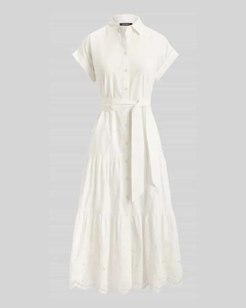 Ralph Lauren Hemdblusenkleid mit Volants Weiss