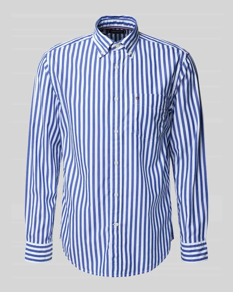 Tommy Hilfiger Regular Fit Freizeithemden aus reiner Baumwolle Blau