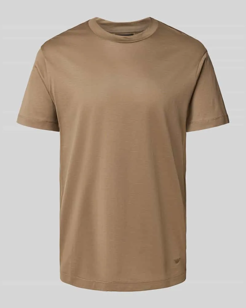Emporio Armani T-Shirt mit geripptem Rundhalsausschnitt Schlamm