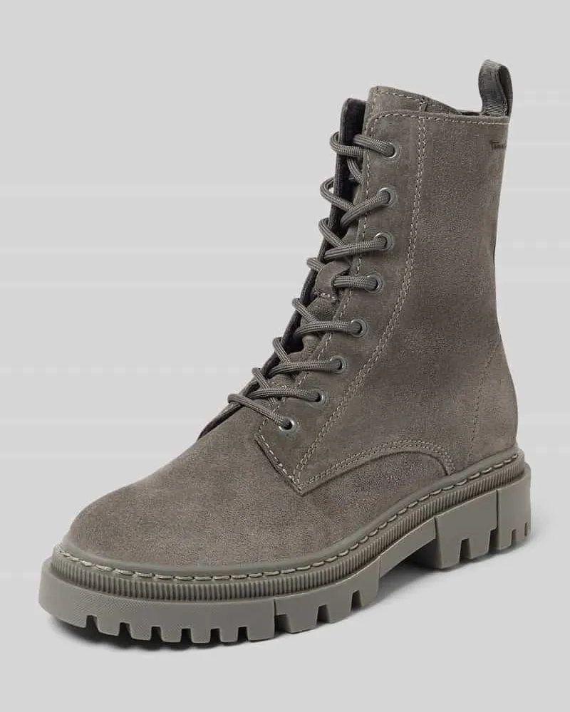 Tamaris Schnürstiefel aus Veloursleder mit wärmendem Futter Mittelbraun