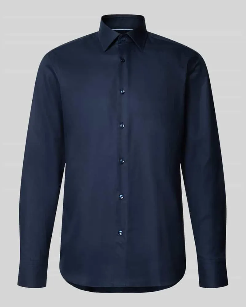 HUGO BOSS Regular Fit Businesshemd mit Kentkragen Marine