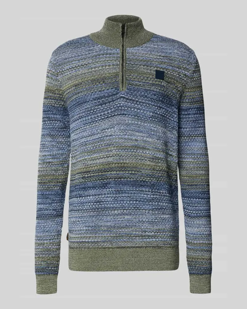 PME Legend Strickpullover mit gerippten Abschlüssen Rauchblau