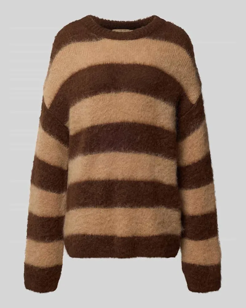 Smith & Soul Relaxed Fit Strickpullover mit Streifenmuster Dunkelbraun