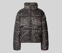 Steppjacke im Animal-Look mit Stehkragen