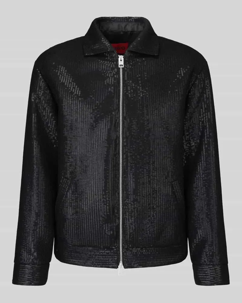 HUGO BOSS Bomberjacke mit glänzender Strukturoptik Black
