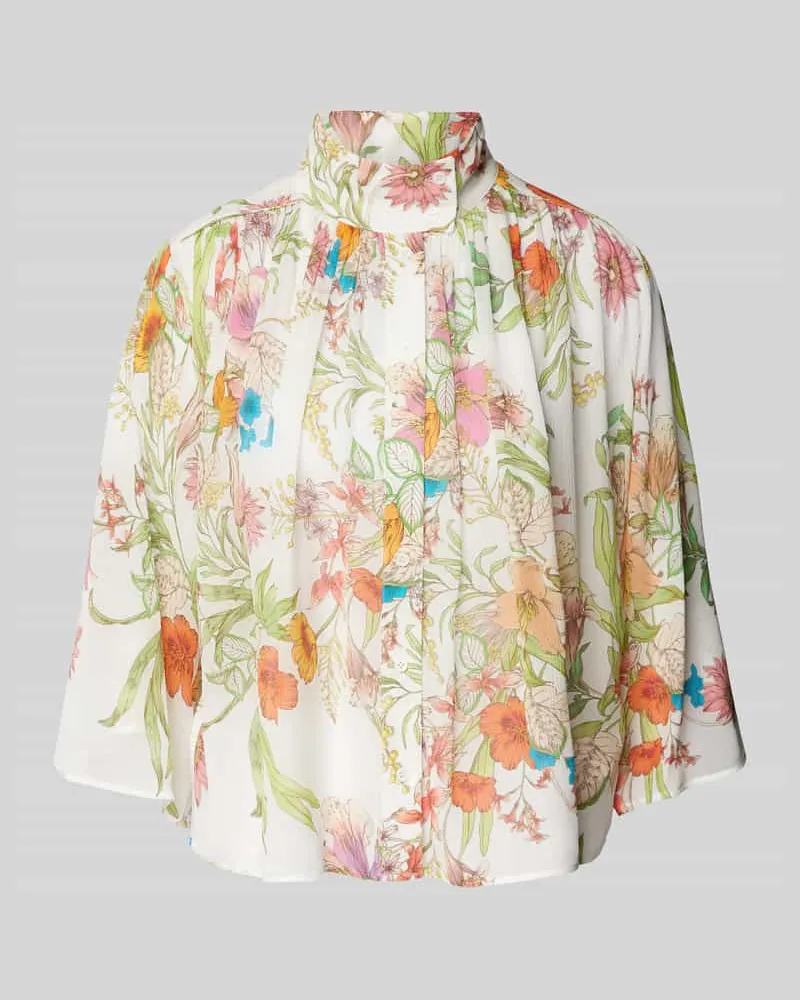 Herzen's Angelegenheit Regular Fit Seidenbluse mit Stehkragen Offwhite