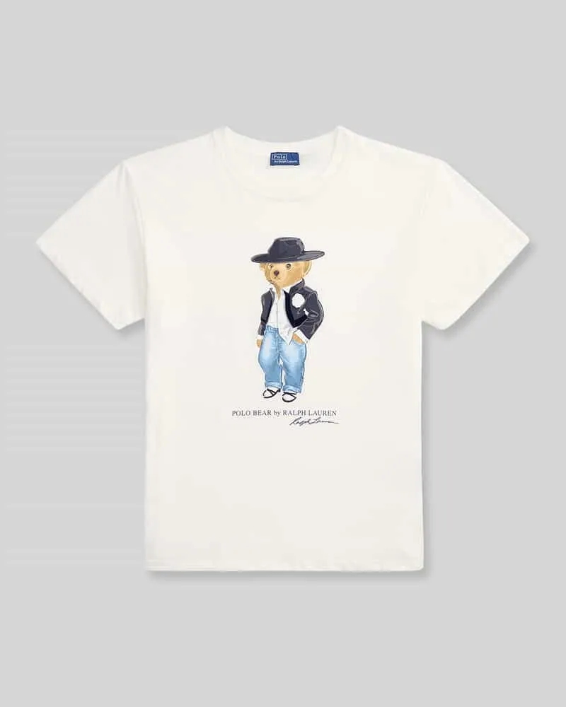 Ralph Lauren T-Shirt mit Bären-Print Weiss