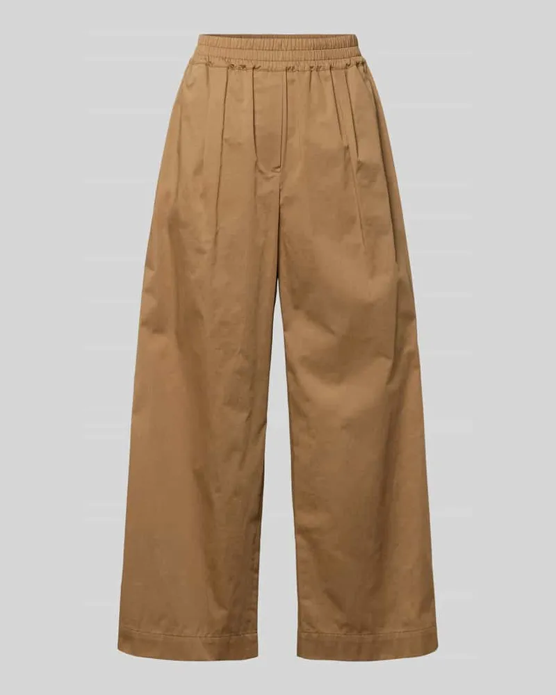 Max Mara Regular Fit Weite Hose aus reiner Baumwolle Modell 'GOLFO Hellbraun