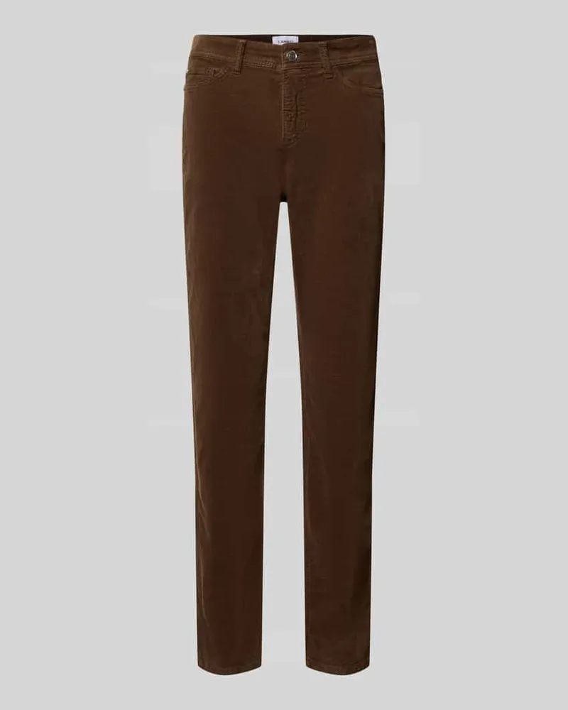 Cambio Slim Fit Cordhose aus Baumwoll-Mix Modell 'PIPER CROPPED Schoko