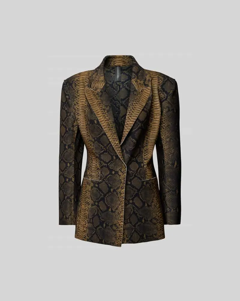 Norma Kamali Longblazer mit Reverskragen Mittelbraun