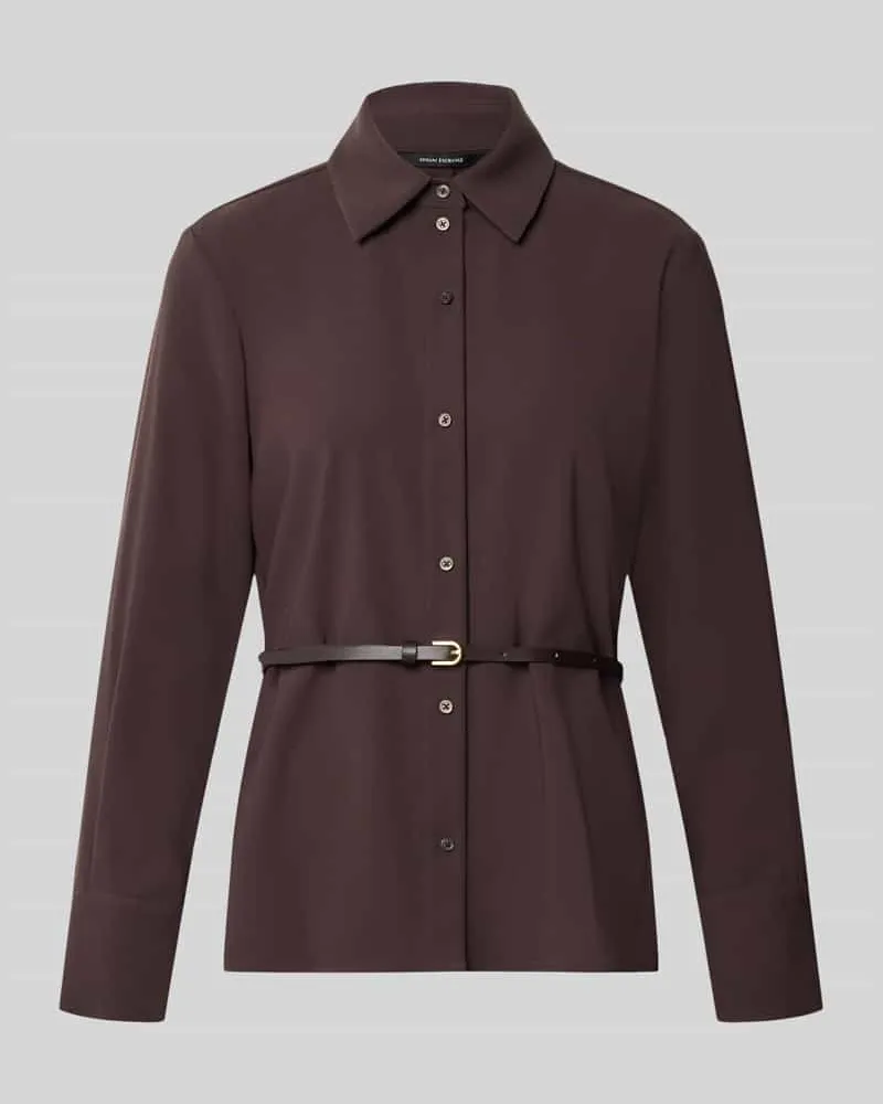 Armani Exchange Hemdbluse mit integriertem Gürtel Dunkelbraun