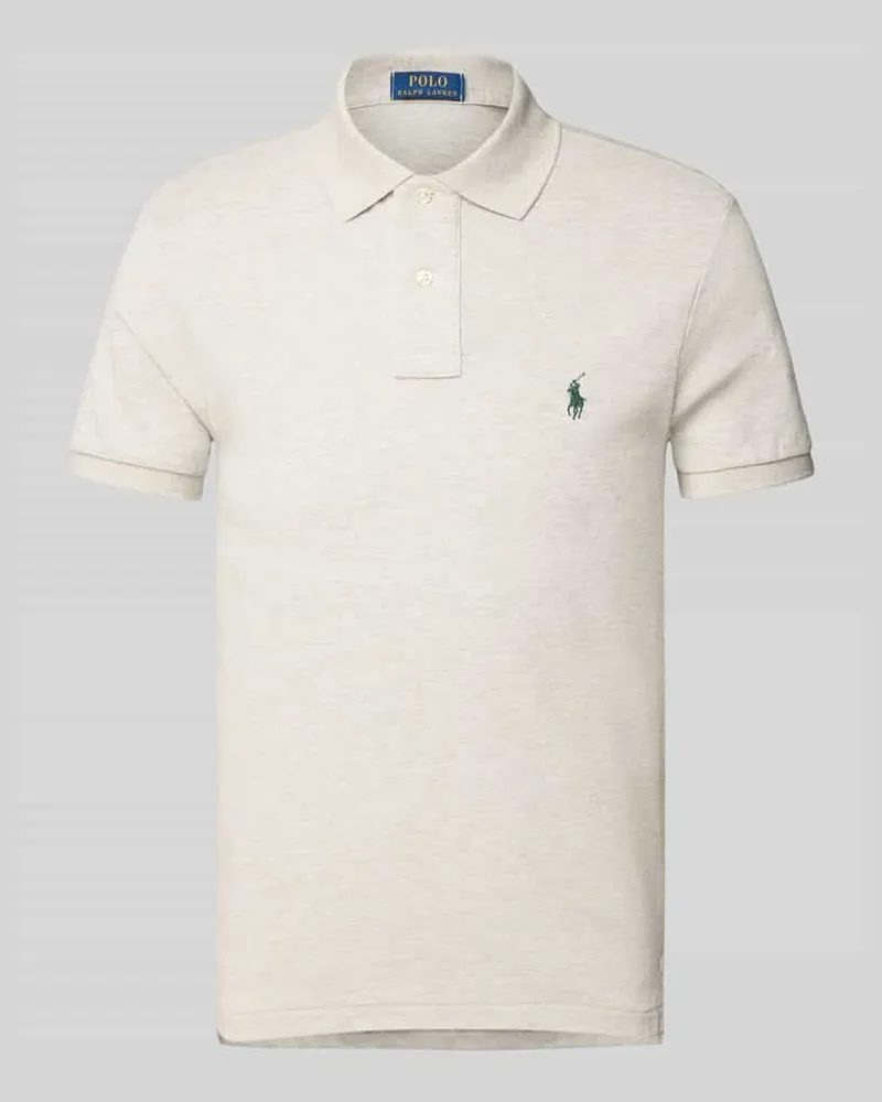 Ralph Lauren Poloshirt mit Label-Stitching Hellgrau