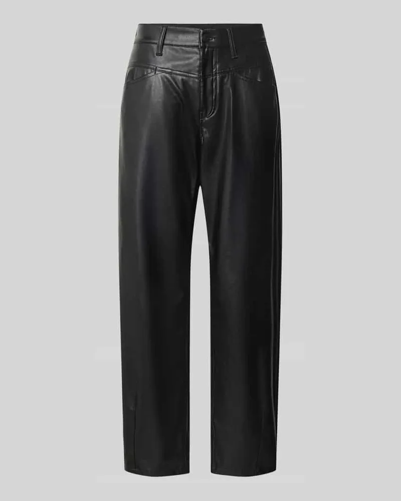 Cambio Straight Fit Kunstlederhose mit Gürtelschlaufen Modell 'ELIN Black