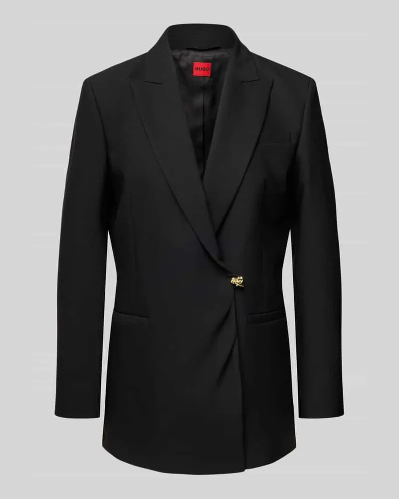 HUGO BOSS Taillierter Longblazer mit Wickeloptik Modell 'AMEANE Black
