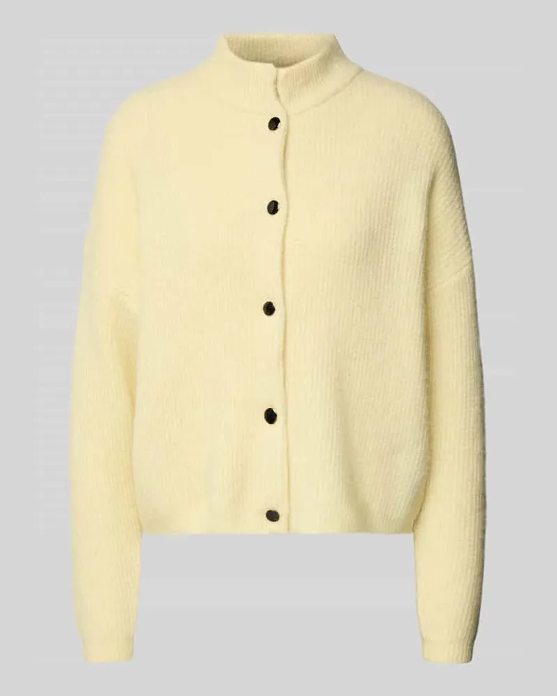 Gestuz Regular Fit Cardigan aus Alpaka-Mix Modell 'Alpha Pastellgelb