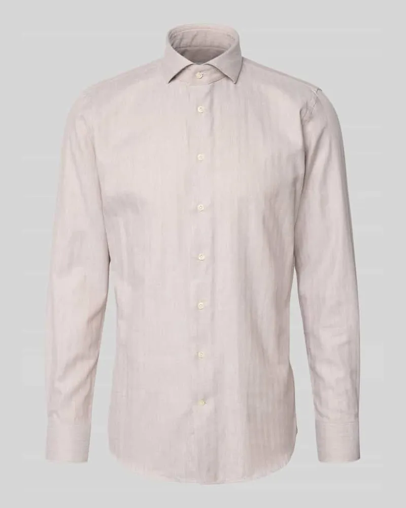 Profuomo Slim Fit Business-Hemd mit Kentkragen Sand