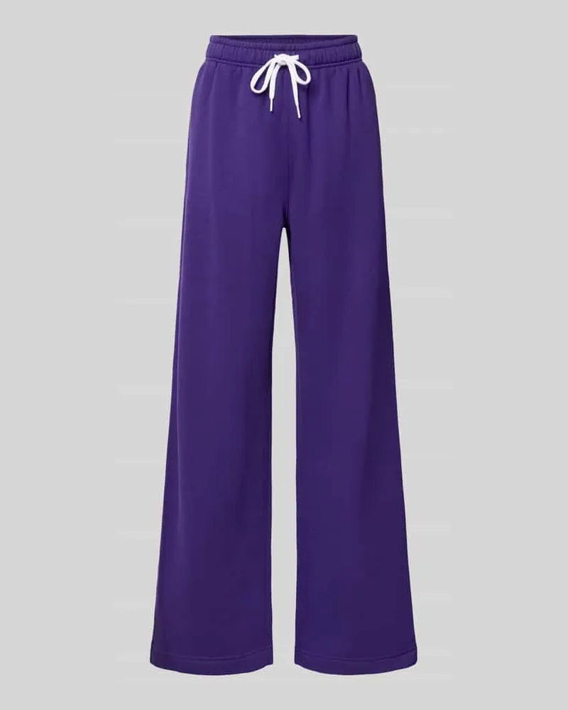 Ralph Lauren Wide Leg Sweathose aus Baumwoll-Mix mit Logo-Stitching Lila