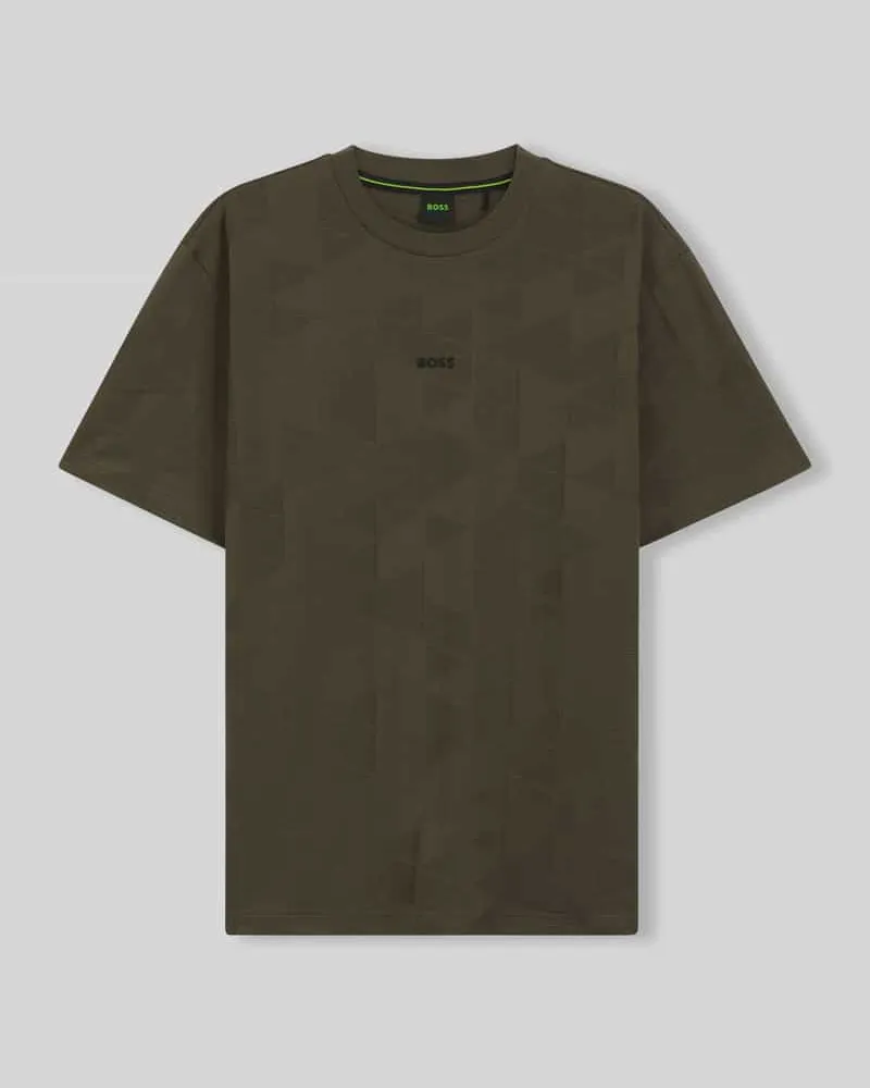 HUGO BOSS Regular Fit T-Shirt aus reiner Baumwolle Modell 'TS_NETWORK JQ Oliv