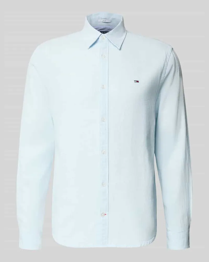 Tommy Hilfiger Regular Fit Freizeithemd aus Leinen-Baumwoll-Mix Hellblau