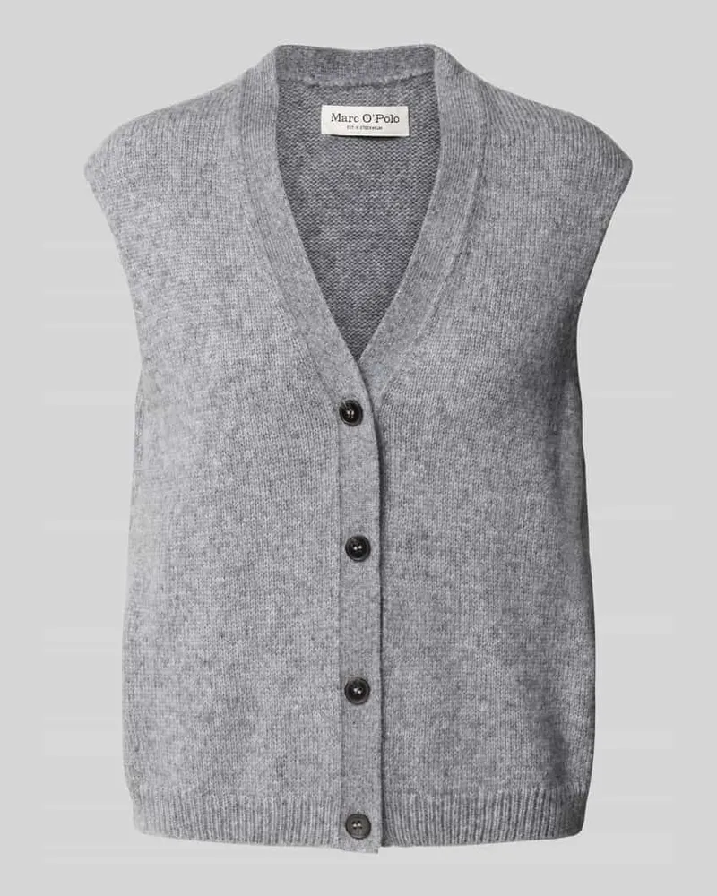 Marc O'Polo Regular Fit Strickweste aus Schurwoll-Mix Mittelgrau