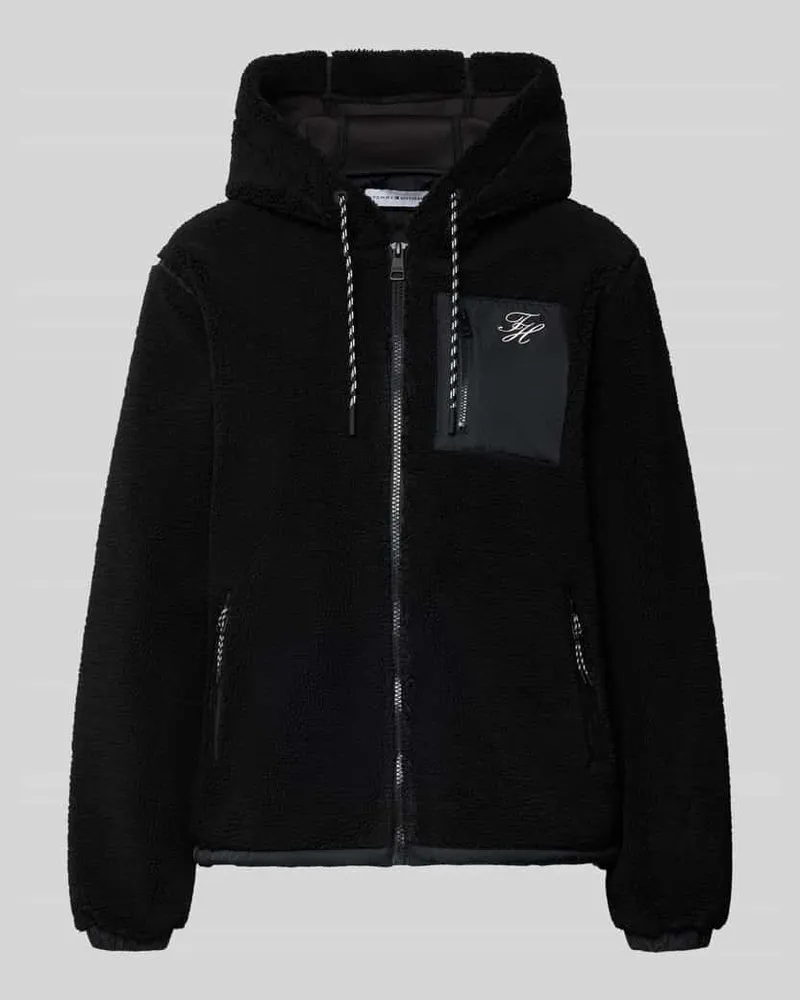 Tommy Hilfiger Regular Fit Teddy- / Webpelzjacke mit Logo-Stitching Black