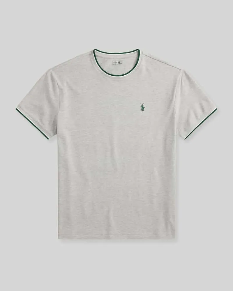 Ralph Lauren Regular Fit T-Shirt aus Baumwoll-Mix mit Kontraststreifen Mittelgrau