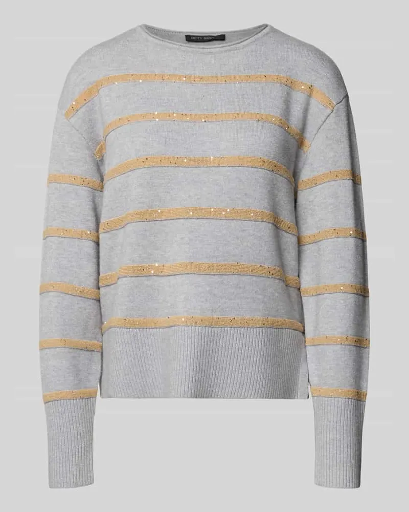 Betty Barclay Strickpullover mit gerippten Abschlüssen Hellgrau