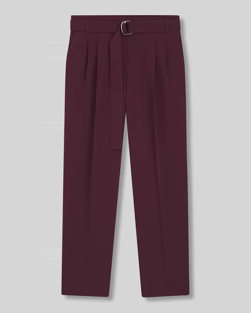 HUGO BOSS Regular Fit Hose mit Gürtelverschluss Bordeaux