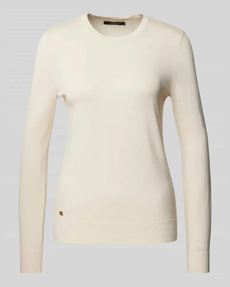 Ralph Lauren Strickpullover mit geripptem Rundhalsausschnitt Modell 'SHAVONNE Offwhite