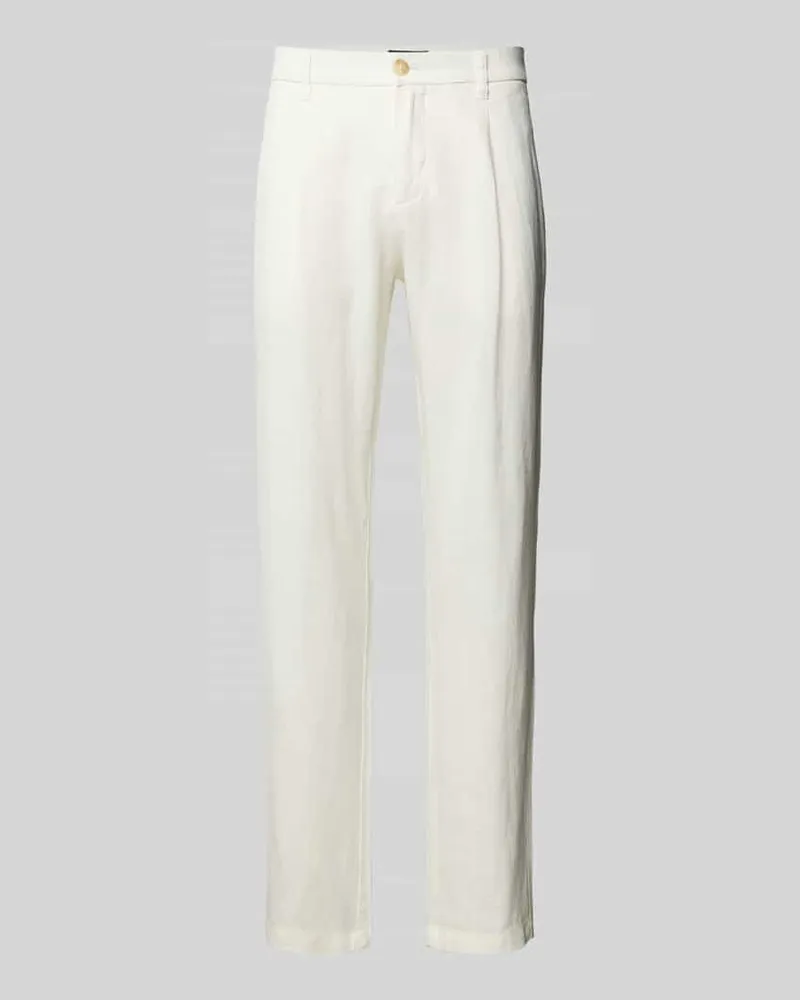 Marc O'Polo Tapered Leinenhose mit Bundfalte Modell 'OSBY JOGGER Offwhite