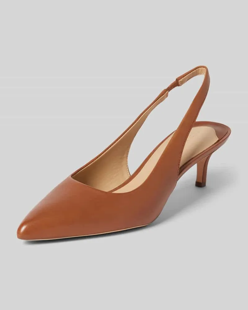 Ralph Lauren Lederpumps mit Pfennigabsatz Modell 'LOLAH Cognac