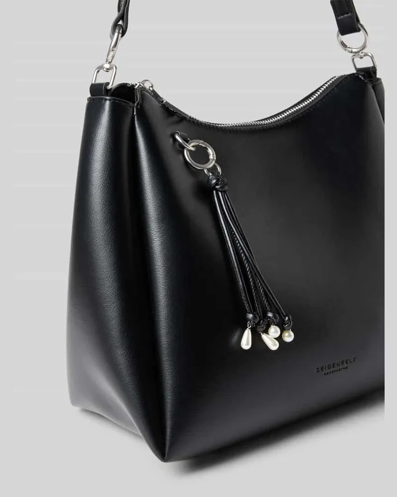 SEIDENFELT Handtasche mit Anhänger Modell 'SANDVE MIDI HOBO Black