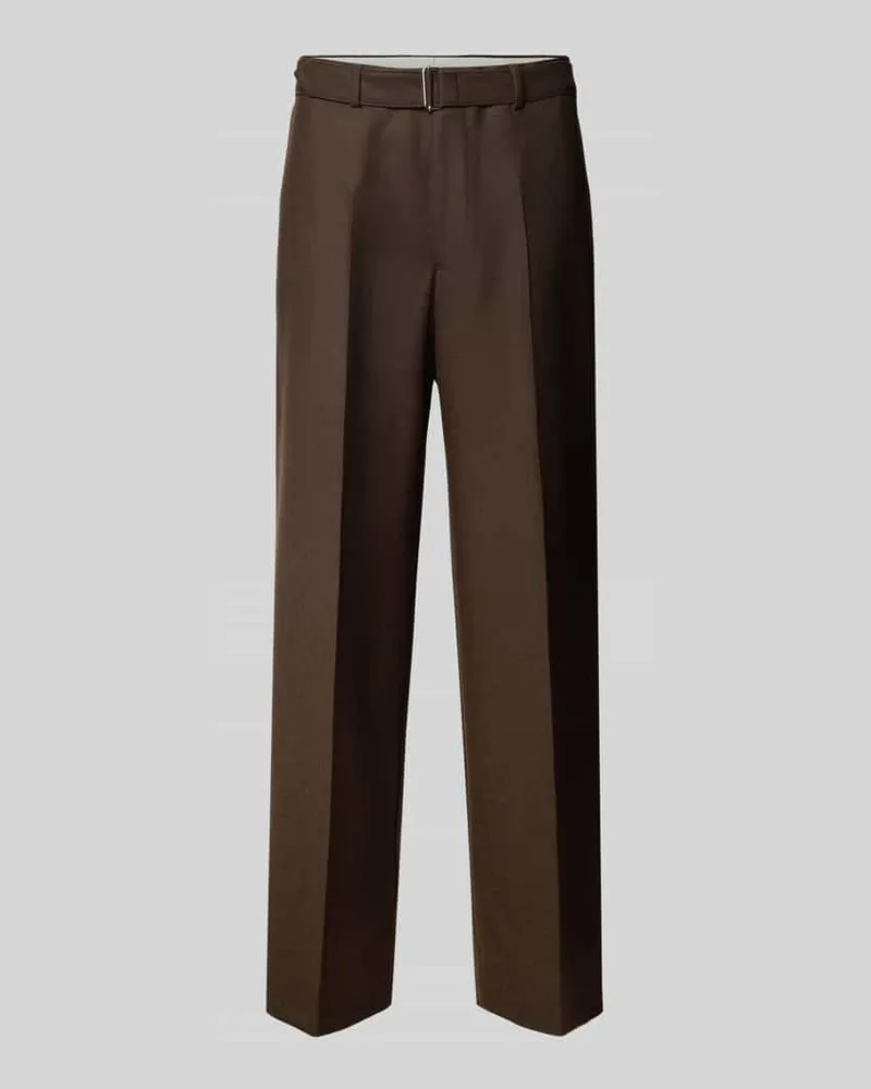 Officine Generale Regular Fit Bundfaltenhose aus Schurwolle Dunkelbraun