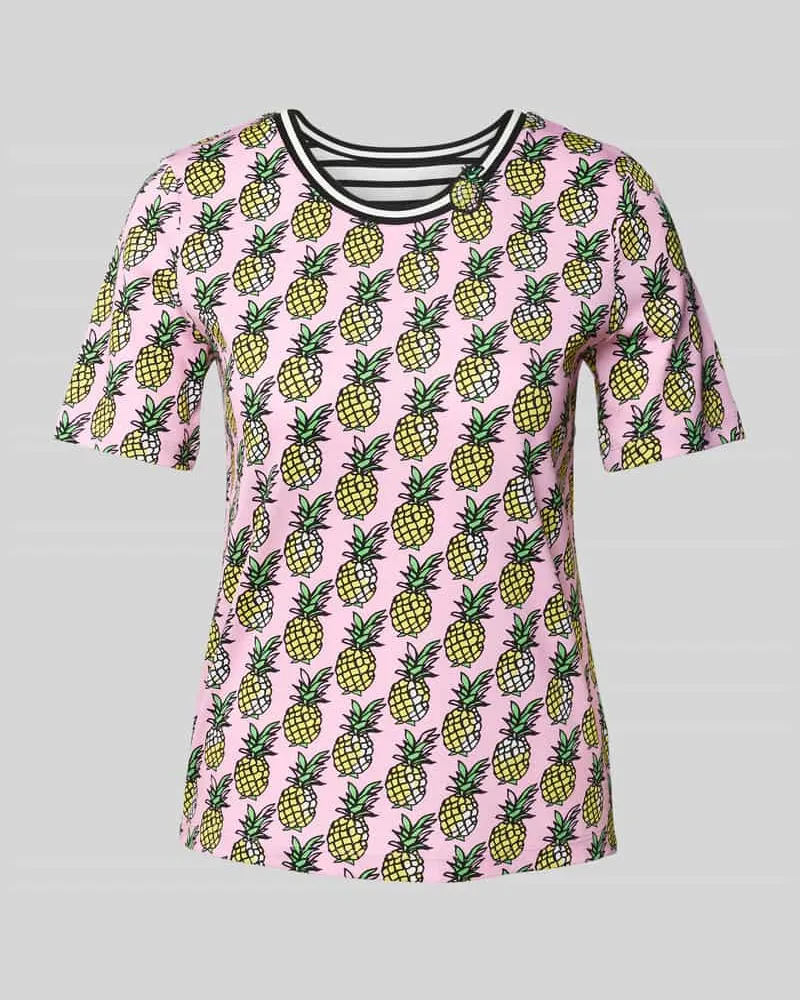 Marc Cain T-Shirt im Allover-Look mit Rundhalsausschnitt Pink