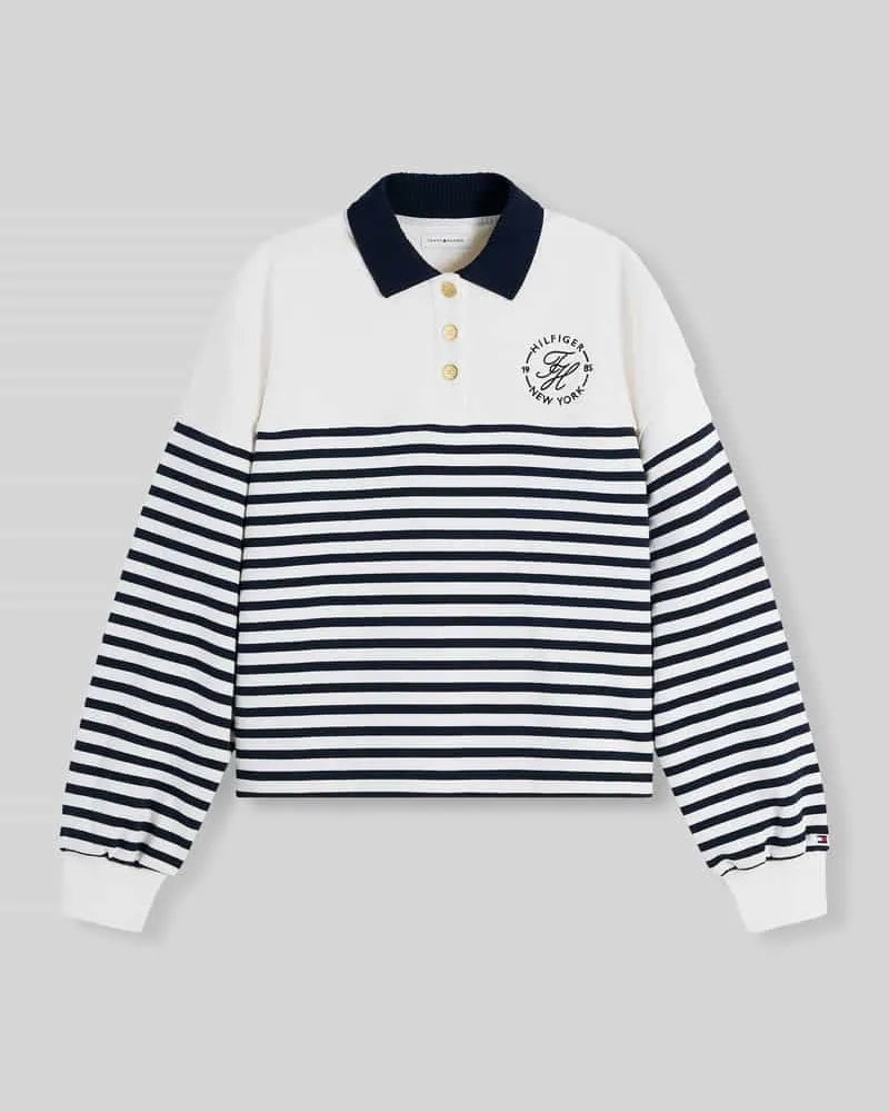 Tommy Hilfiger Relaxed Fit Sweatshirt aus reiner Baumwolle mit Knöpfen Ecru