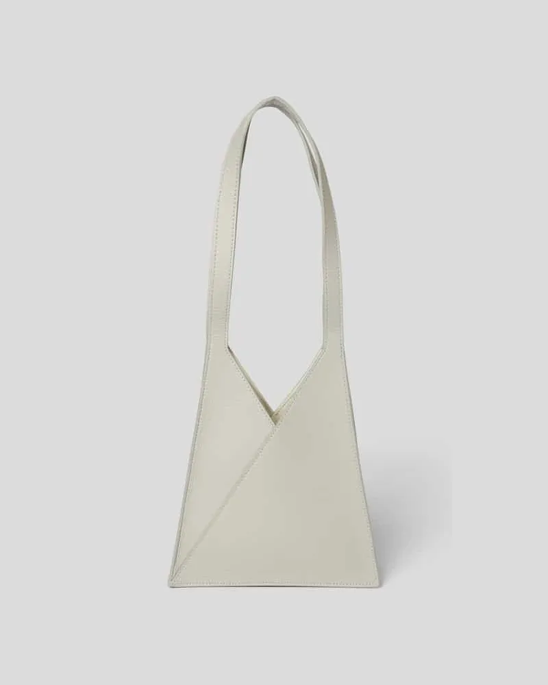 Maison Margiela Schultertasche aus echtem Leder Hellgrau