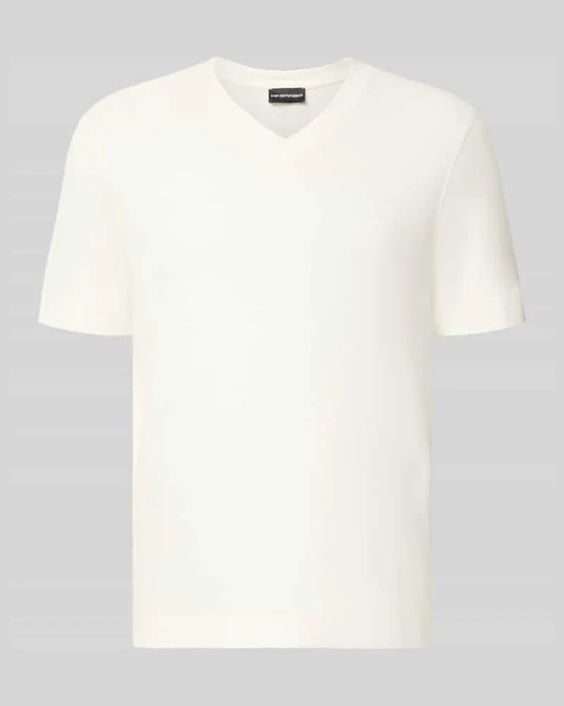 Emporio Armani T-Shirt aus Modal-Mix mit V-Ausschnitt Weiss